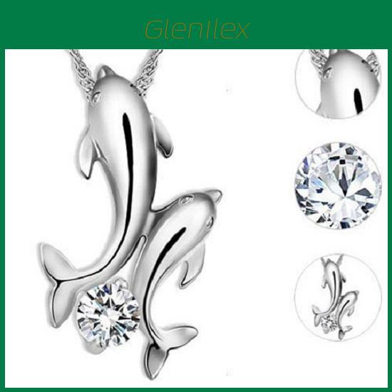 Stylish Double Dolphin Rhinestone Pendant Necklace With Premium Alloy Materials