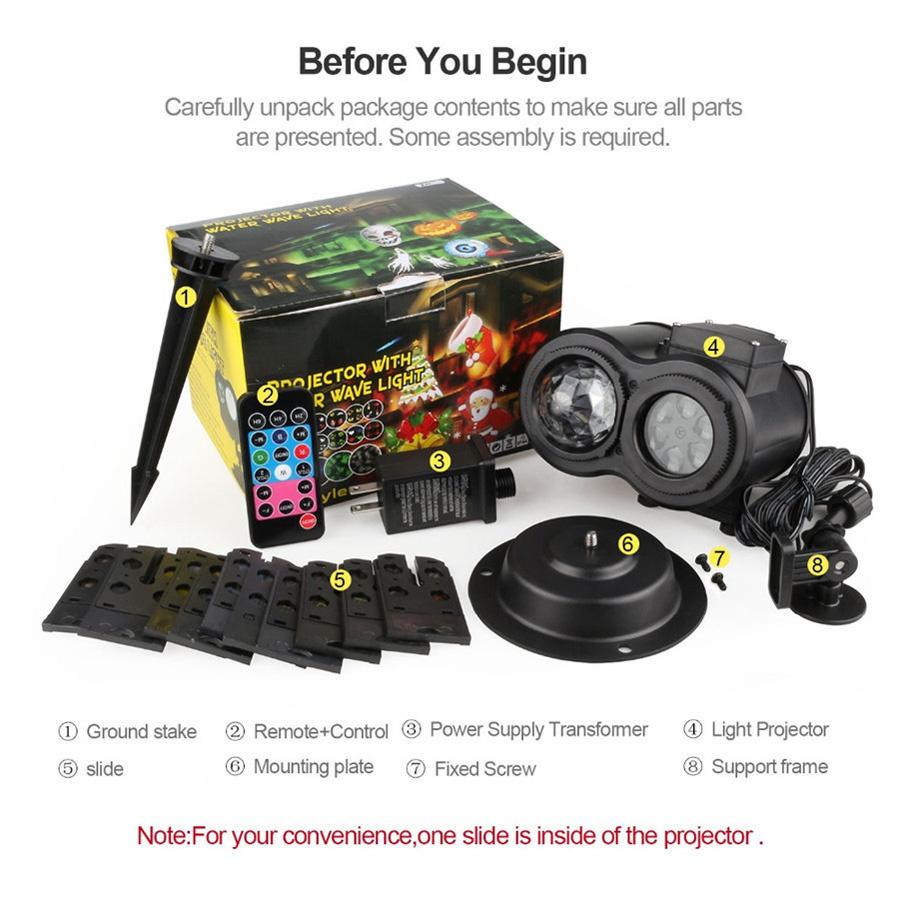 Halloween Christmas Projector Lights Outdoor 1W Brighter HD 16 Patterns Halloween Christmas Lights Projector Landscape Spotlight