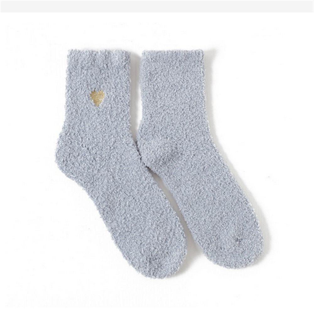 1 pair Women Girls Heart Design Soft Winter Socks Sleeping Socks Foot Warm Floor Fluffy Socks