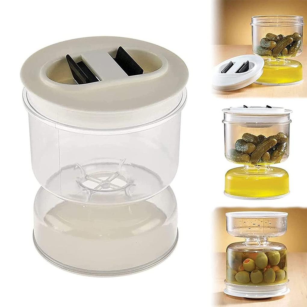 Plastic Vegetable Hourglass Jar Silicone Lid Spice Fresh Keeping Container Kitchen Restaurant Juice Separator Bottle