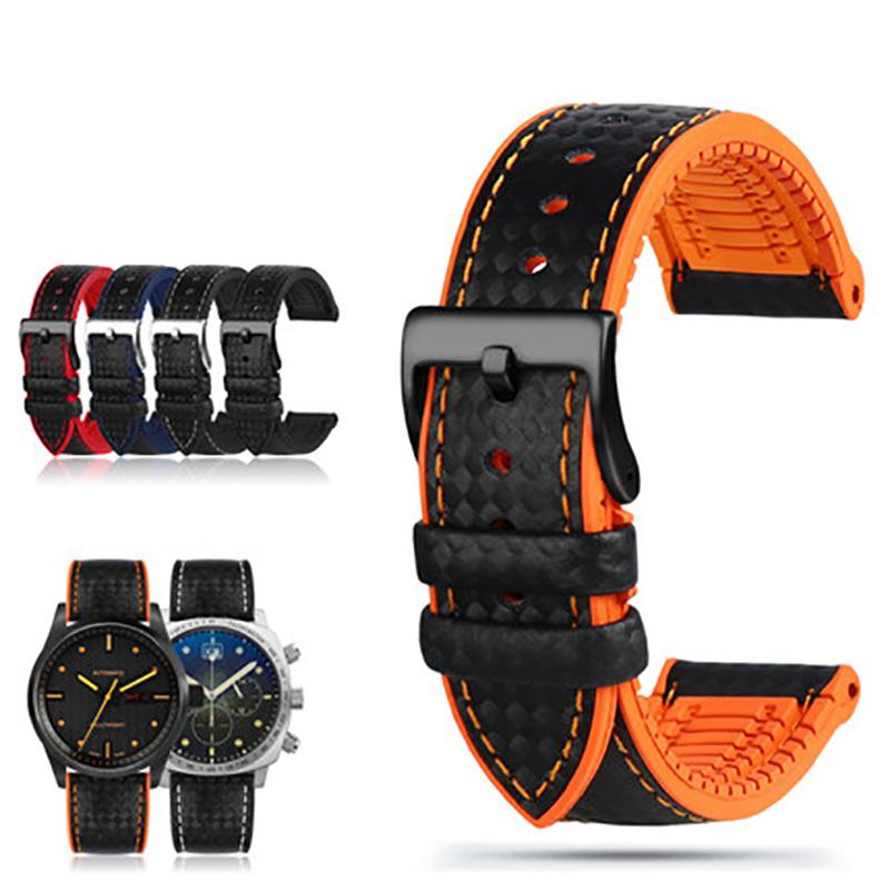 Silikonowy Pasek z Włókna Węglowego Wodoodporny Pasek do Zegarka dla Omega Speed Master Gumowy Zamiennik Męska Bransoleta Pasek 18mm 20mm 22mm 24mm