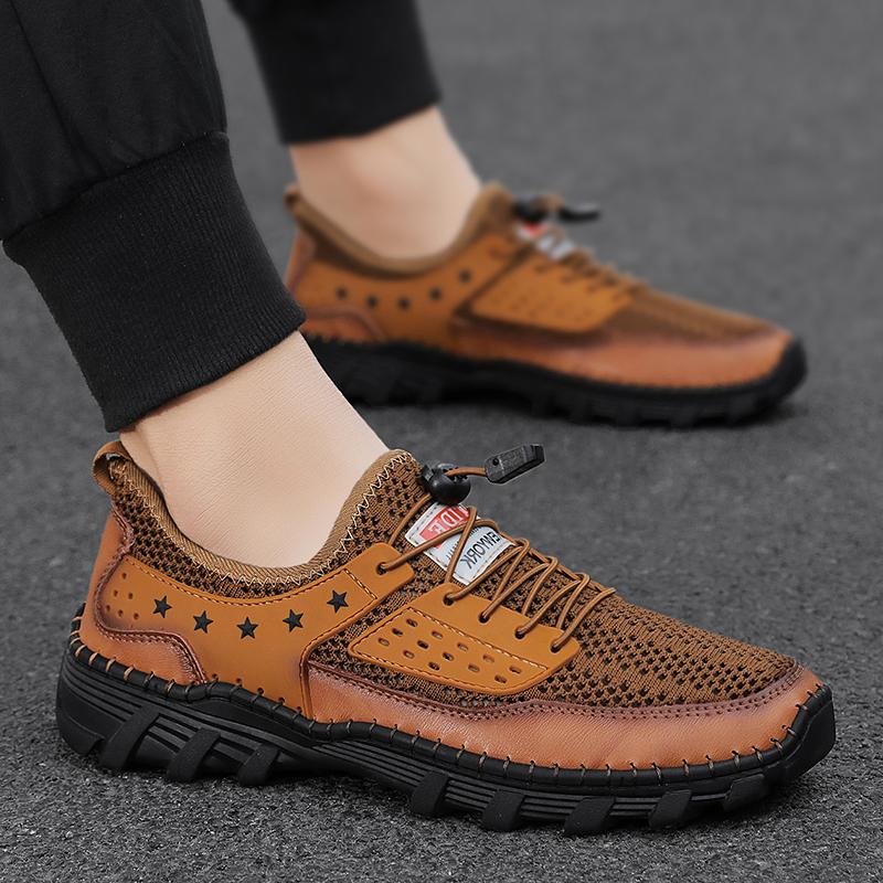 

Мужская обувь для хайкинга Синие Туфли для вождения Балетки Повседневные Слипоны Летние Дышащие Обувь для прогулок на свежем воздухе Большие размеры 46 47 EU: 39 коричневый