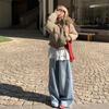 New down cotton clothes women's short waist thin cotton clothes jacket feeling big fur collar bread clothes women