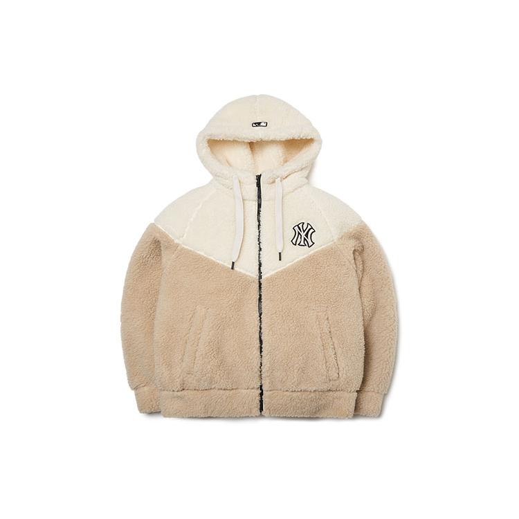 MLB Velvet Jackets Unisex Khaki Hooded Moderate 3AJPF3616-50SAS S