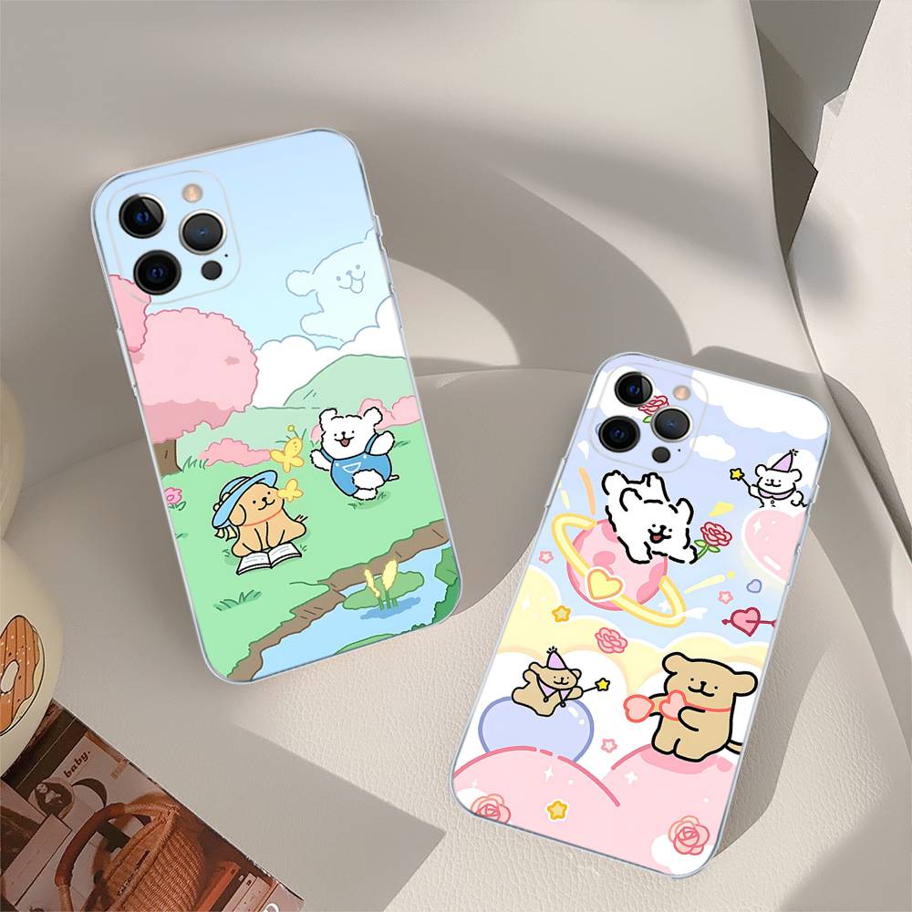 Line CARTOON P-PuppyS Phone Case For IPhone 16 15 14 11 12 13 Mini Pro XS Max Cover 6 7 8 Plus X Funda Shell