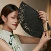 Women Folding Fan Chinese Style Dancing Fan Tassels Bamboo Carving Handle Handheld Performance Fan Photo Prop abanico de mano