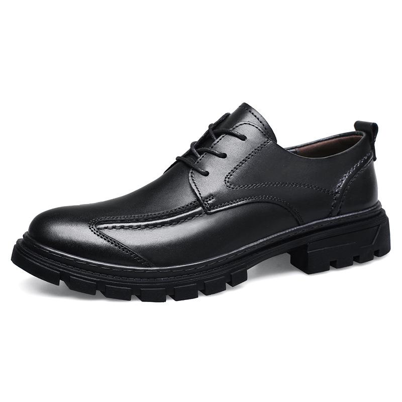 Men s Spring British Style Leather Lace-up Business Casual Shoes 42 чёрный