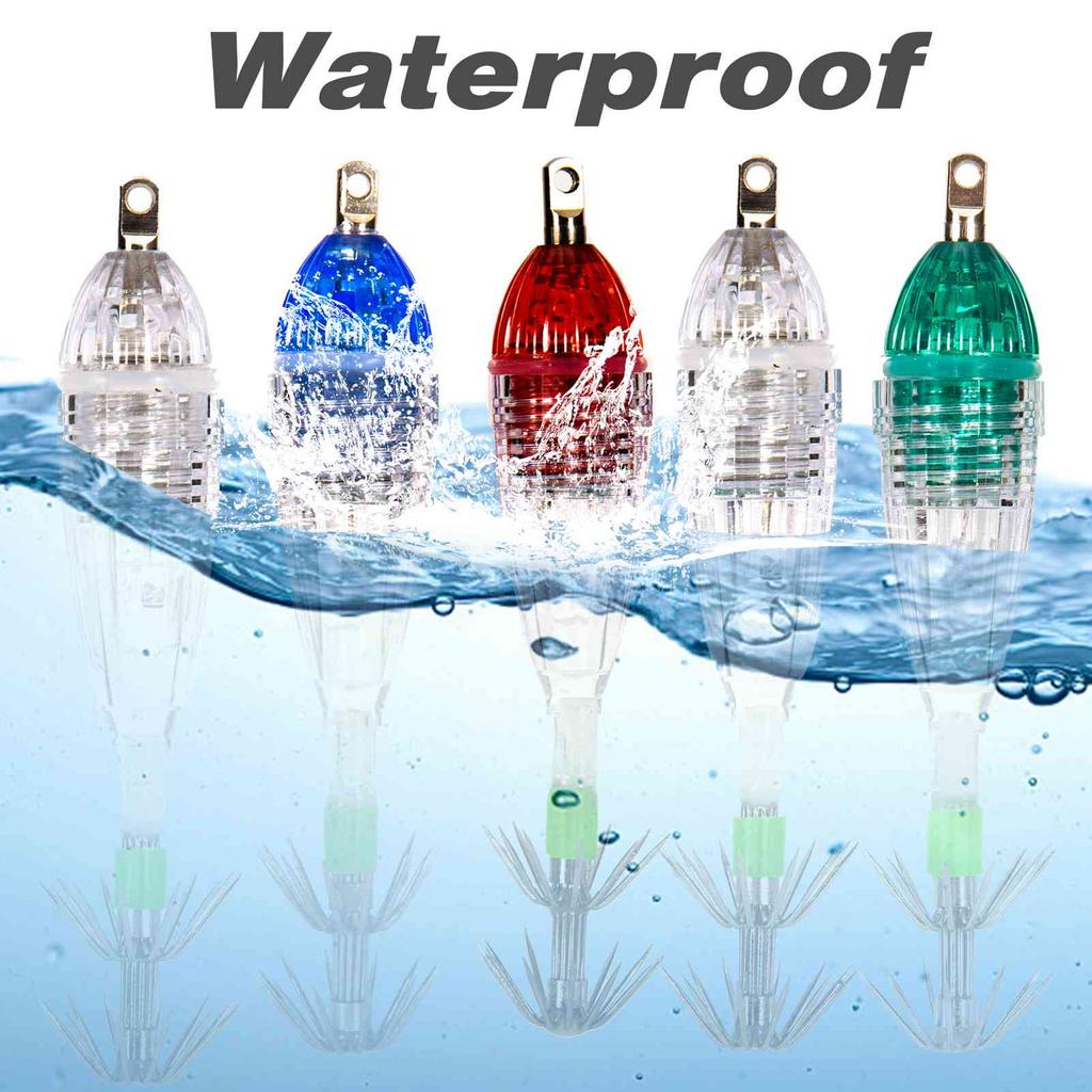 Waterproof Underwater LED Fishing Light Fish Lure Attracting Light Lamp with Squid Jig Hooks