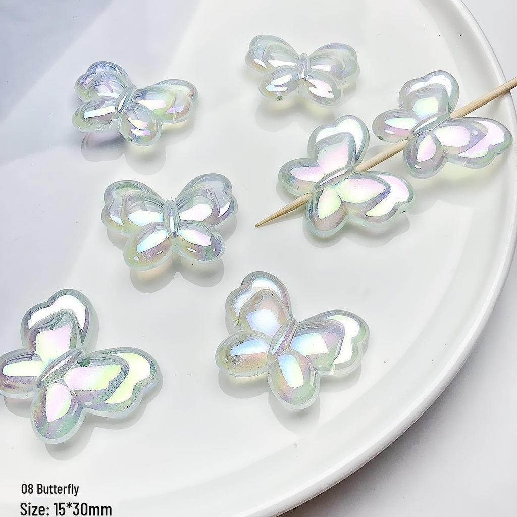 Ručně malované akrylové korálky ze zelené série pro výrobu DIY šperků