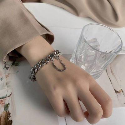 Unisex Bracelet Hollow Chain Hip Hop Style Adjustable Polished Solid Color Anti-rust