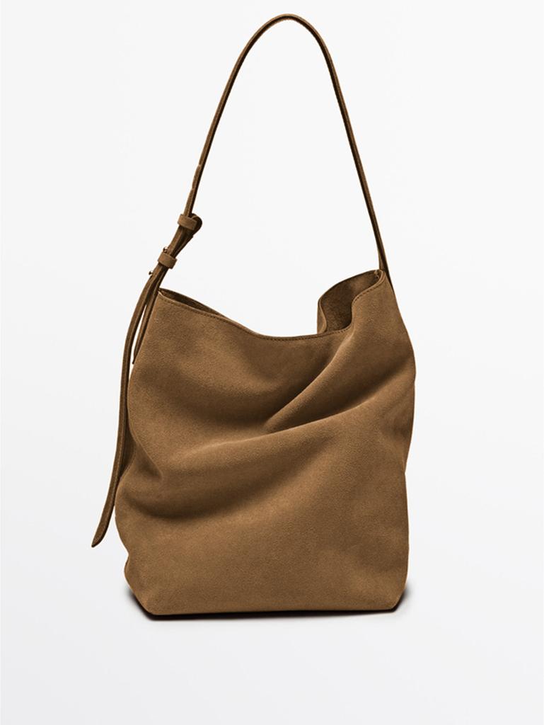 High-end Women's Shoulder Bag European And American Retro Bucket Bags Quality Frosted Handbag With Adjustable Shoulder Straps