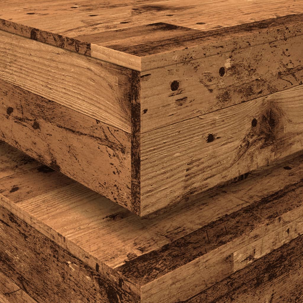 LED Coffee Table with Rustic Wood Finish 90 X 50 X 40 Cm