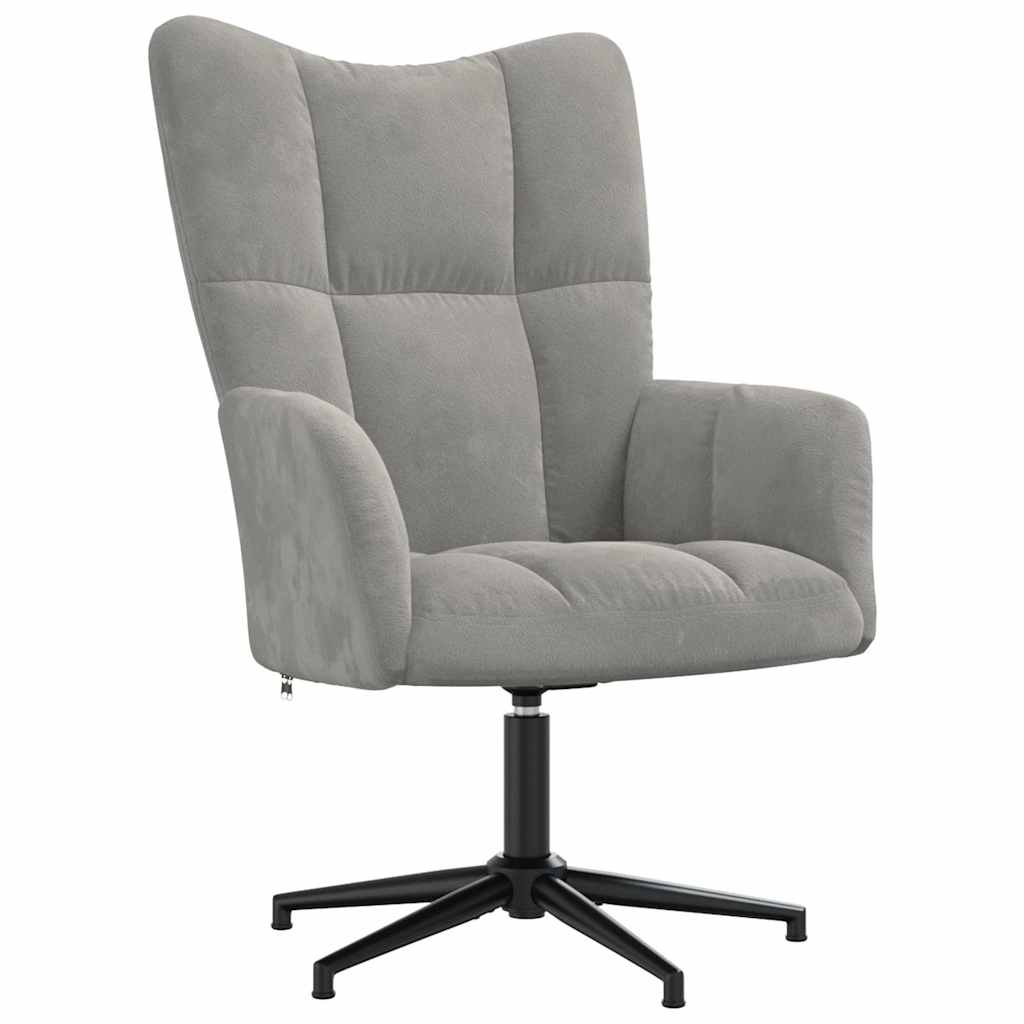 Vidaxl Armchair, Light Gray, Upholstered In Velvet