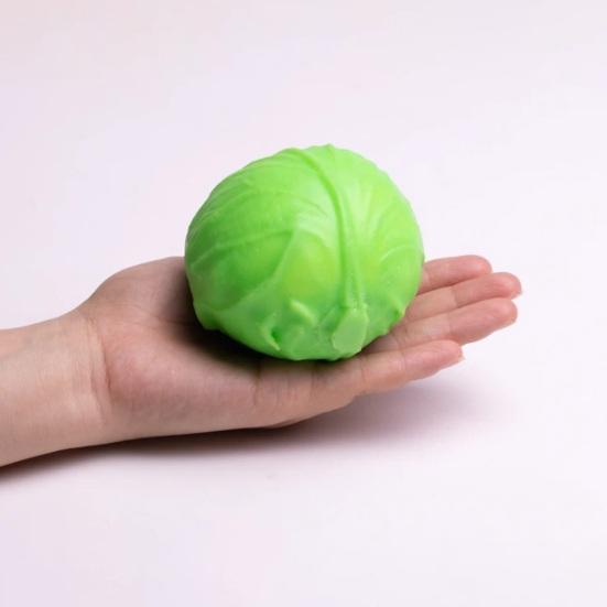 Stress Relief Simulation Cabbage Toy Anti-Anxiety Green Cabbage Squeeze Toy Stretchy Vegetable Fidget Sensory Toy Office Worker Gift