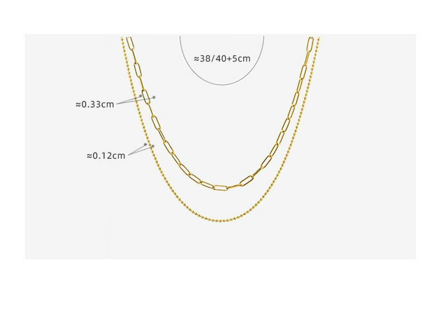 Trendy Double Layer Stackable Necklace for Women, 18K Gold-Plated Titanium Steel, European Style