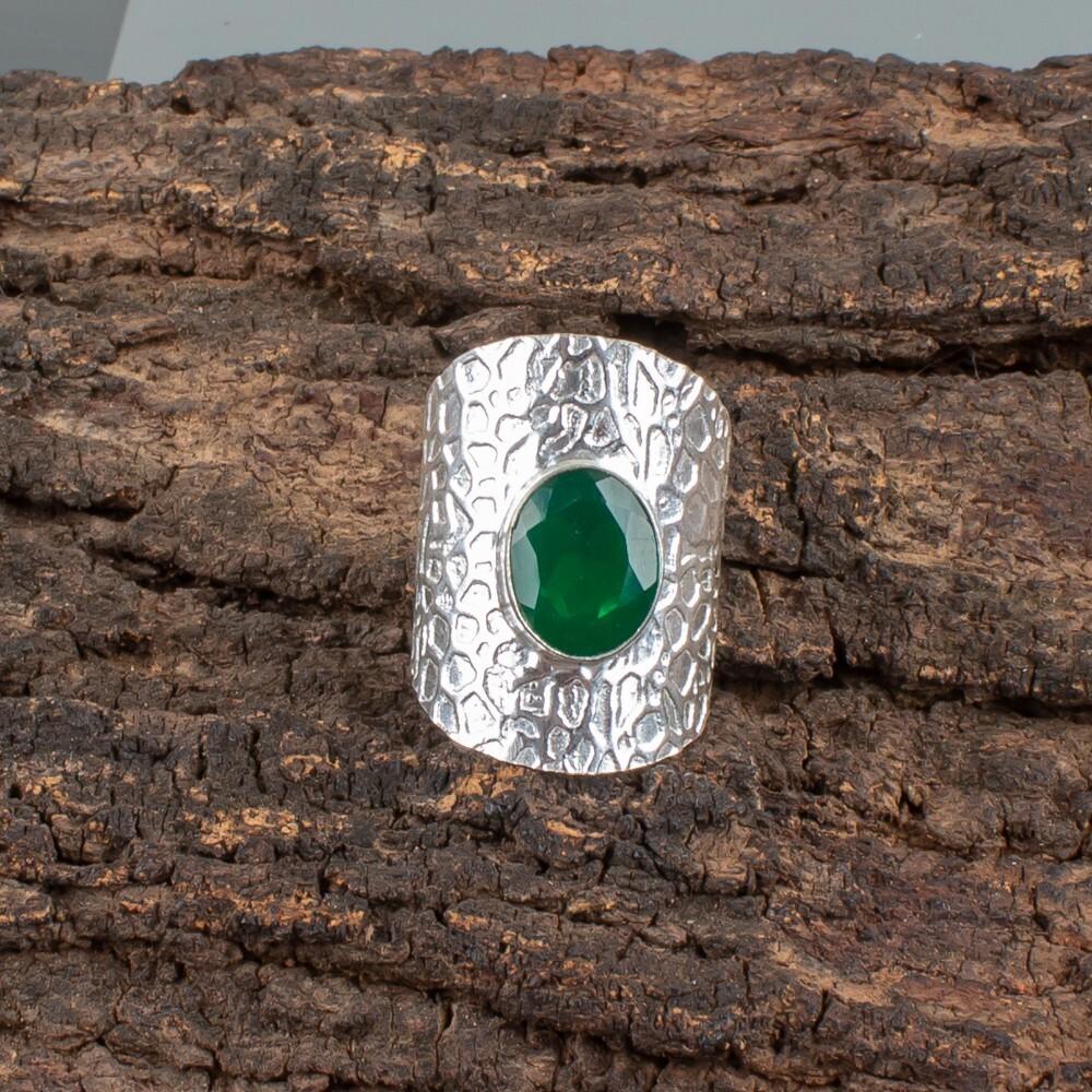 Dainty Green Onyx Gemstone 925 Sterling Silver Handmade Jewelry Oval Shape Ring RR-17-8