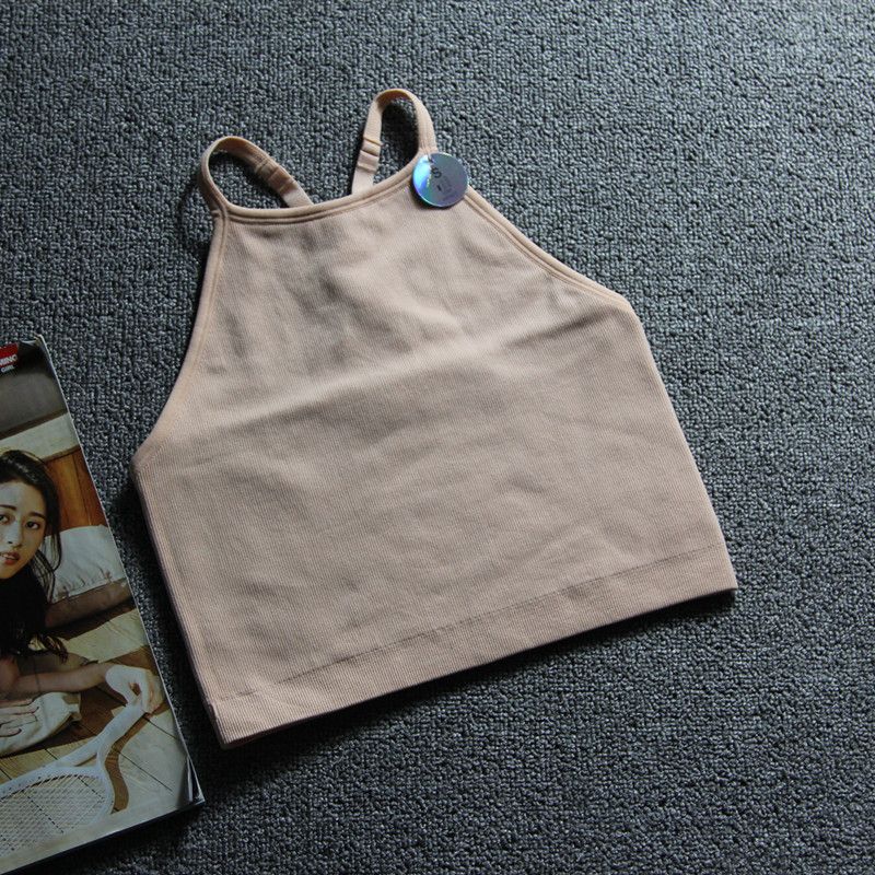 

European and American Orders! Crop Top Blouse Vest Women s Breathable Quick-Drying Workout Clothes Running Yoga Wait Lifting Rib Sports Tops Orange Powder S