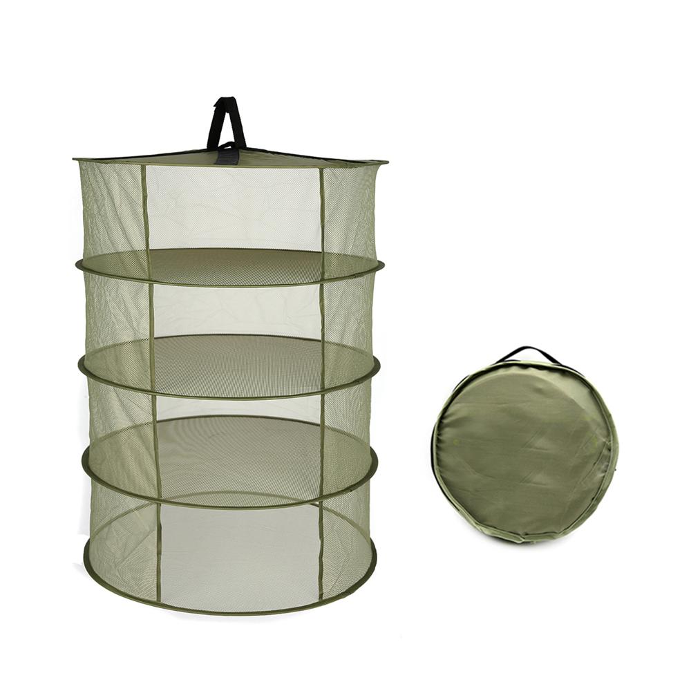 4 Layers Hanging Basket Folding Drying Rack Herb Dry Net Opening Shape Dryer Bag Mesh 600mm Diameter For Herbs Flowers Buds Plants