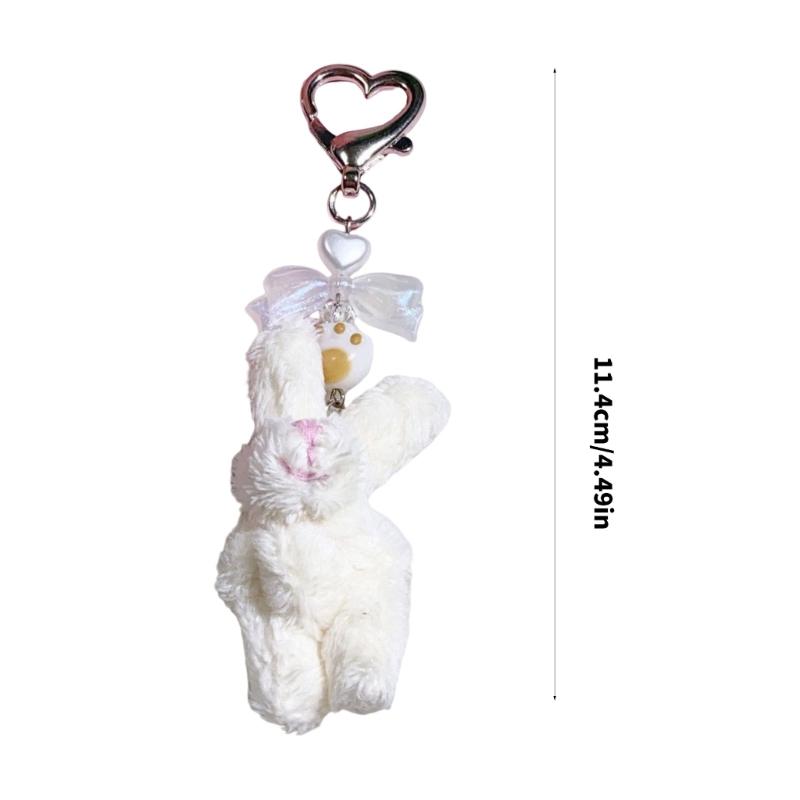 Lovely Rabbit Keychain Bowknot Keyring Bag Charm Keys Holder for Women Couple Gift for Backpack Car Decoration