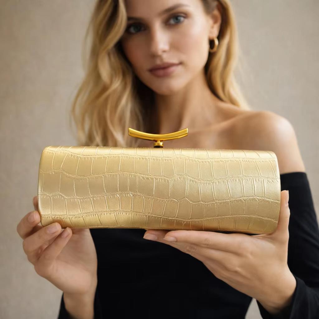 

2026 New Cross-border PU Crocodile Pattern Dinner Bag Fashion Shape Bag Single-Shoulder Crossbody Party Bag for Women 23 cm L23xW6xH8.5cm золотой