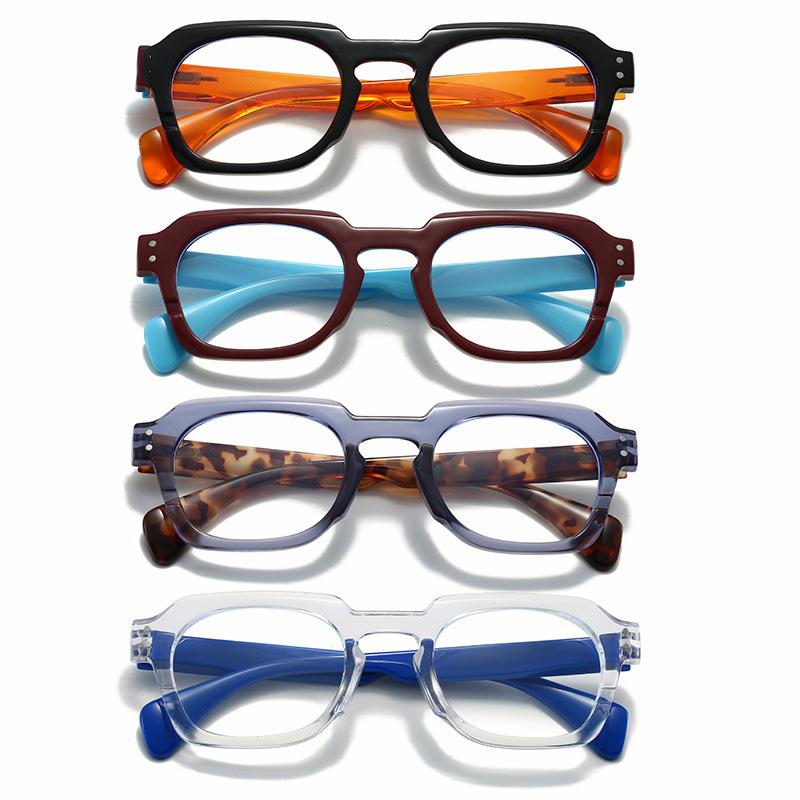 Texture Acetate Color Vintage Square Blue Light Reading Glasses for Women Men Spring Hinge Eyeglasses for All Face