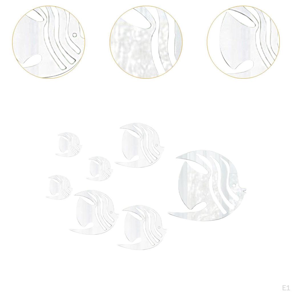 7ks akrylových zrcadlové nástěnné samolepky rybí obtisky nástěnné malby umělecká dekorace do kuchyně a kanceláře