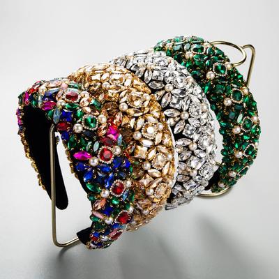 Diadema barroca con perlas y diamantes de imitación: Accesorio para el cabello de borde ancho estilo coreano