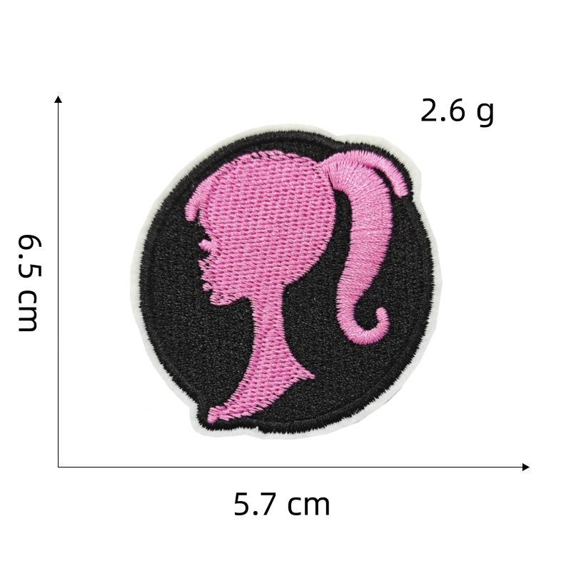 Pink Cartoon Girl Cloth Sticker Doll Computer Embroidery Label Clothing Accessories Cloth Embroidery Hole Patch