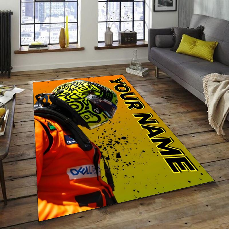 Lando Norris Design Area Rug Personalized Name- Non-Slip, Soft & Cozy Floor Mat for Living Room, Office - Indoor/Outdoor Carpet
