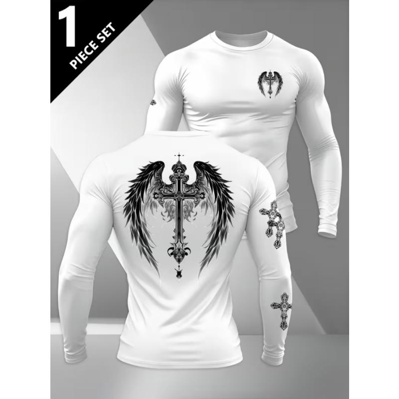 Herren Langarm-T-Shirt mit 3D-Streifendruck, bequem, atmungsaktiv und vielseitiges Herren-Oberteil