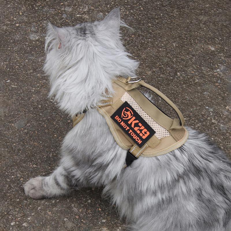 Lightweight Tactical Cat Harness and Leash Set Breathable Adjustable Escape Proof Pet Vest for Active Cats Working Training