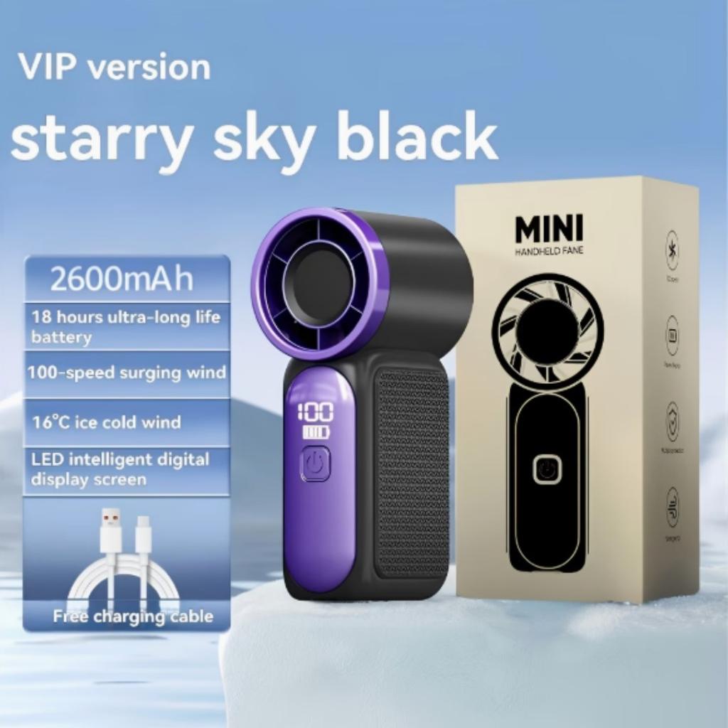 2026 New Model High-Speed Mini Handheld Fan 100-Speed Turbo Blower USB Rechargeable Long-Lasting Portable Outdoor Cooling Fan