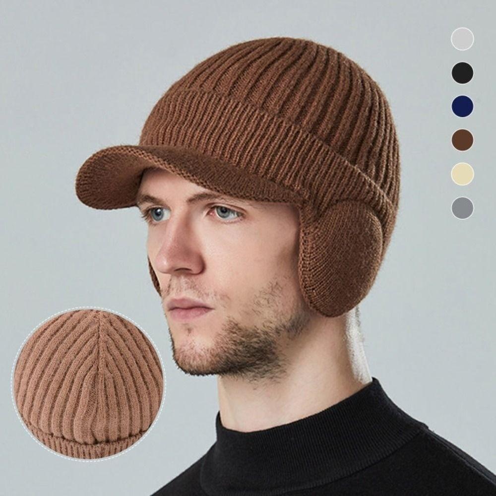 Cycling Cap Ear Protection Hats Windproof Wool Beanie Hat Fashion Knitted Earmuffs Winter