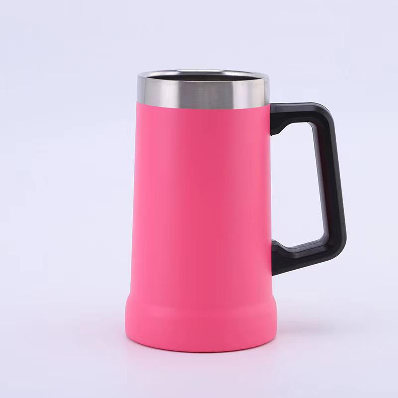 Double Wall 304 Stainless Steel Insulated Beer Mug with Handle, Large Capacity, Powder-Coated Finish 709ml