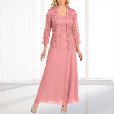 Maxi Dress Excellent Long Sleeve Chiffon Women Summer Lace with Cardigan Set for Daily Wear
