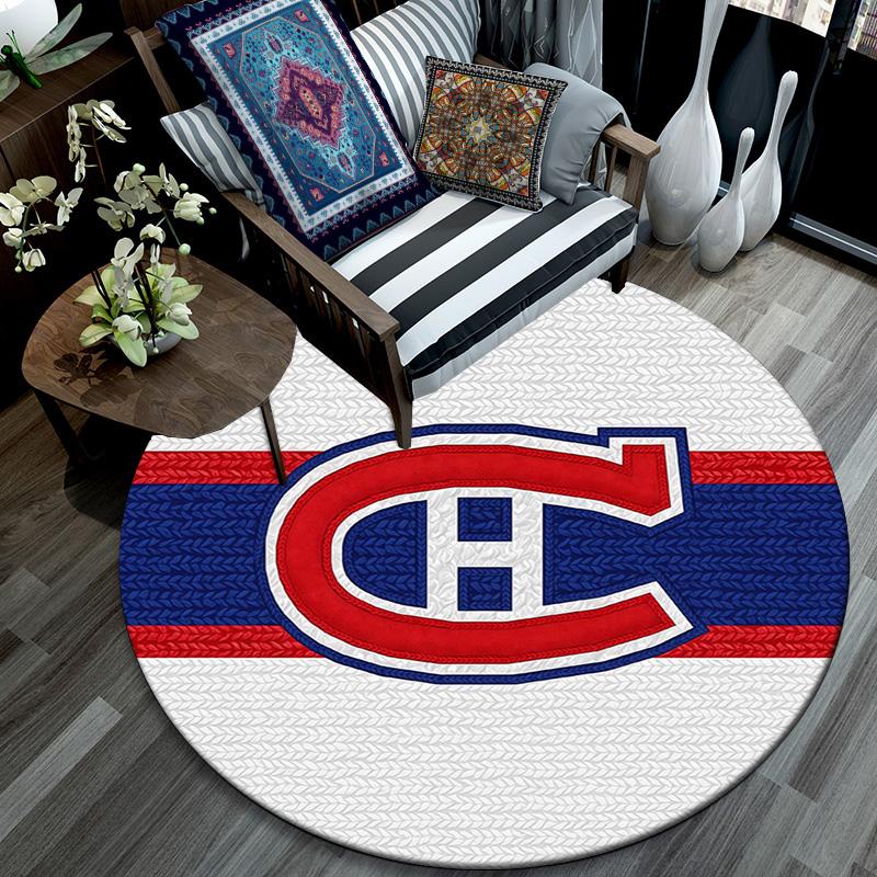 Tappeto Rotondo Montreal Canadiens, Tappeto per Soggiorno Camera da Letto Divano Sala Giochi Decorazione, Tappetino Antiscivolo