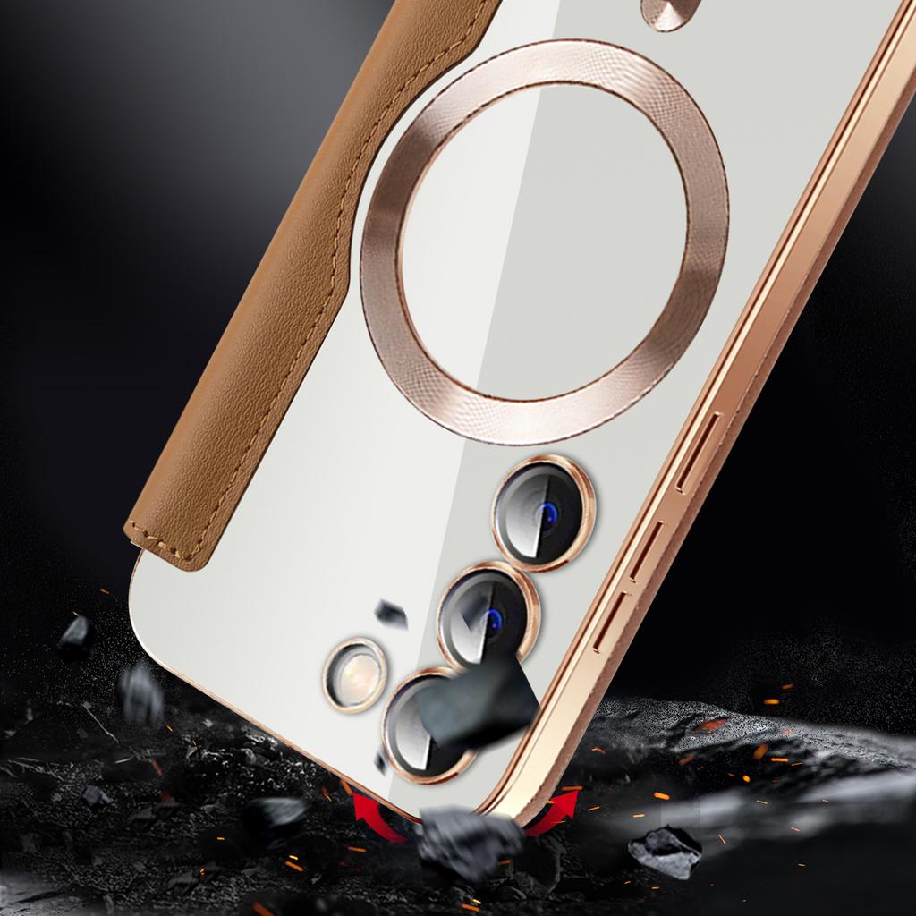 Magnetic Case for Samsung Galaxy S23+ Compatible with MagSafe,PU Leather+TPU RFID Blocking Flip Phone Cover