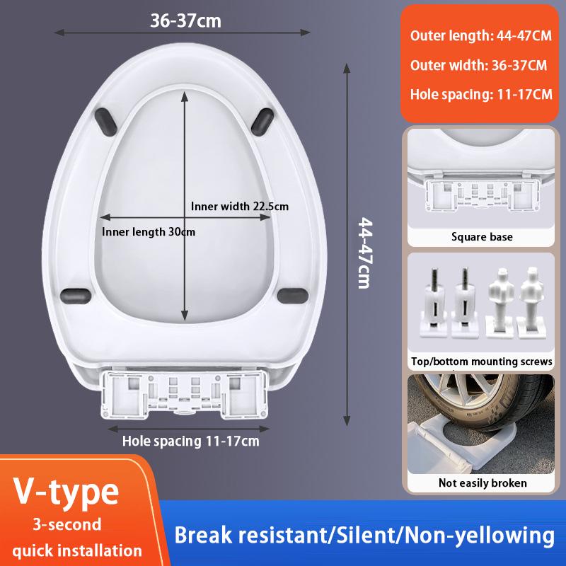 

Installs In 1 Secondthickened Shatterproof Toilet Seat Compatible With All Brands U/V/O Shaped Toilet Seats V Shape