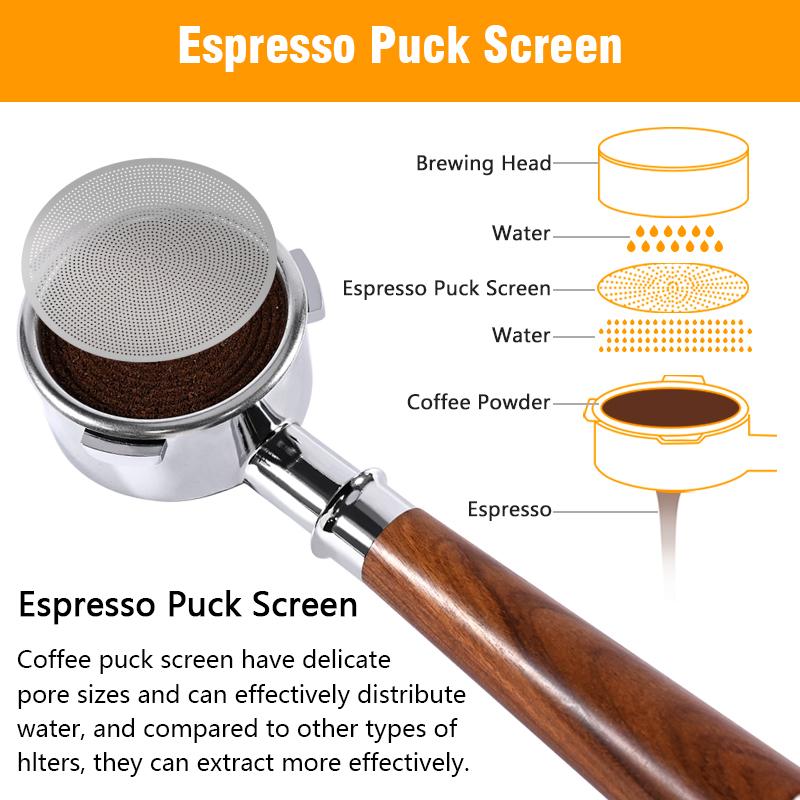 Espresso Puck Screen Coffee Filter Reusable Stainless Steel Holder 0.2mm For 51/54/58mm Coffee Portafilter Barista Accessories