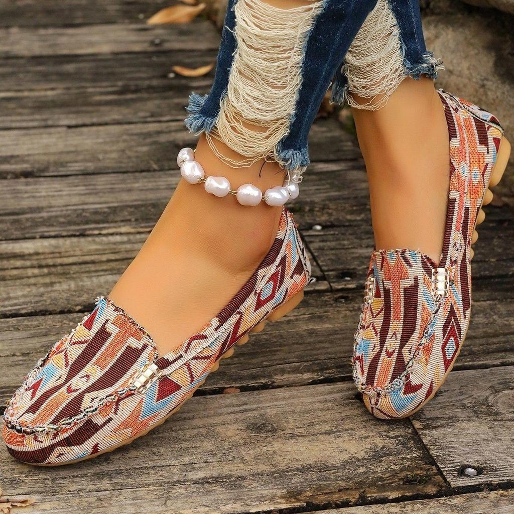 Women's Ethnic Style Color Block Slip-On Flats