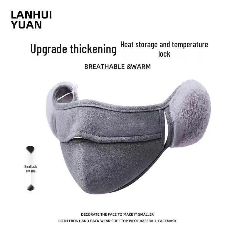 Unisex Plush Winter Face Mask with Earmuffs: Anti-Wind Cycling Shield for Cold Protection