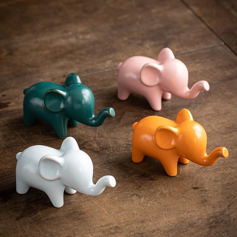 Elephant Bonsai Micro Landscape Animal Ornaments Fish Tank Decorations Tea Room Tabletop Tea Playing Ceramic Tea Pets