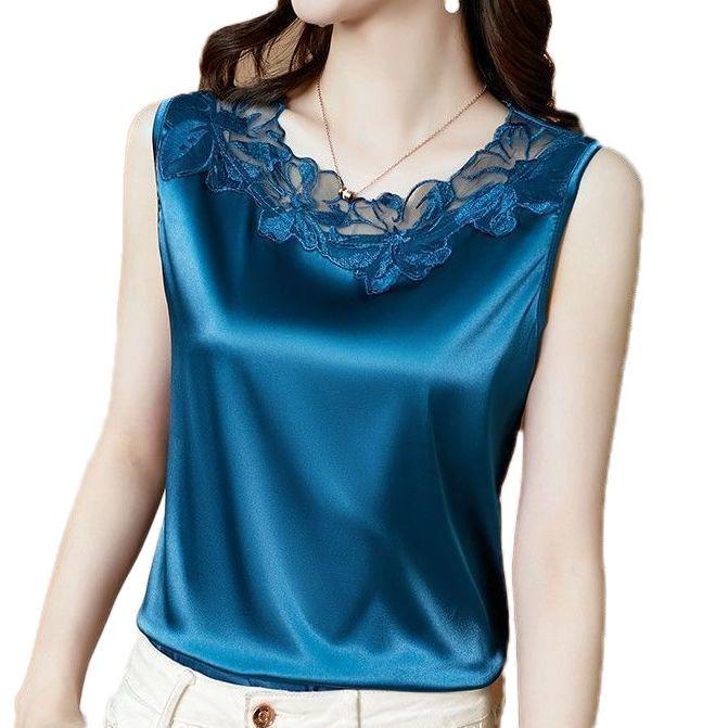 Women's Lace Satin Sleeveless Camisole Tank Top