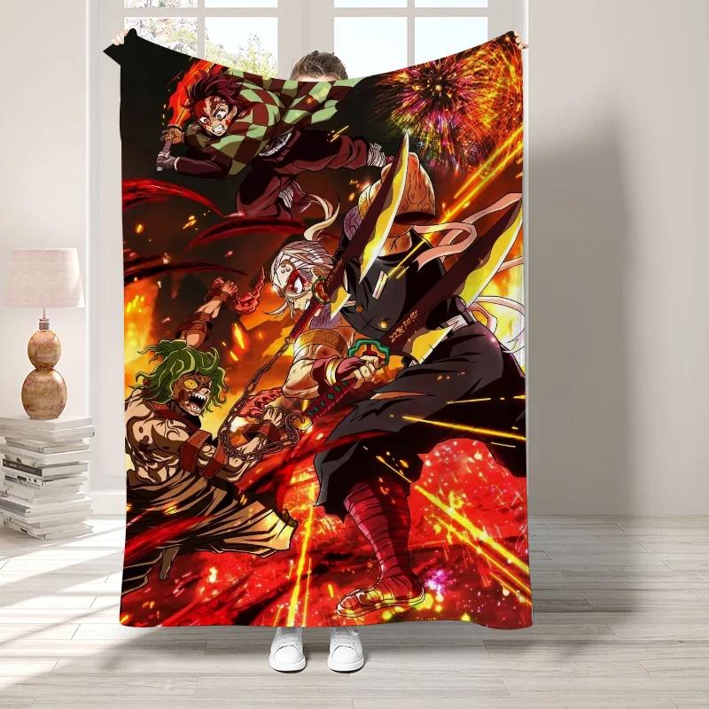 D-Demon Slayer Cute Throw Blanket for Living Room Decorative Bed Blankets Sofa Summer Boho Home Decor Bedroom Decoration Fleece
