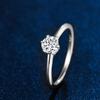 Silver 925 Six-Claw Moissanite Ring with 0.5 Carat D Color Diamond