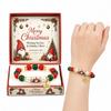 Personalized Custom Engraved Christmas Theme Bracelet with and Natural, Holiday Jewelry Gift