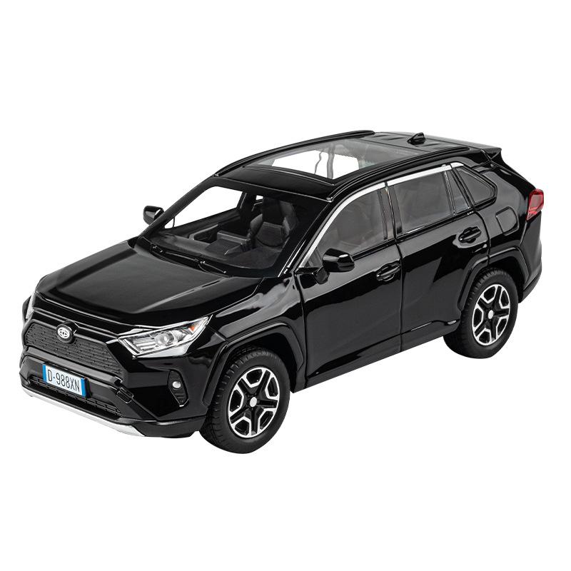1/22 Toyota RAV4 SUV Alloy Diecast Model Car Toy 6 Doors Can Be Opened Pull Back Sound and Light Vehicle Toys Collectibles Gifts
