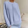 Women's Fashionable Casual Loose Lazy Style Hollow Pullover Long Sleeve Round Neck Sweater