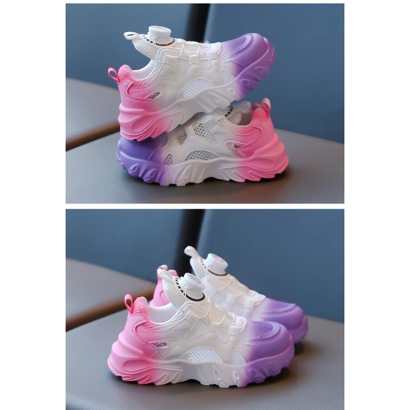 Dívčí boty Nové letní dětské boty s otočným knoflíkem Prodyšné síťované tenisky Pro velké dítě Tátovy boty