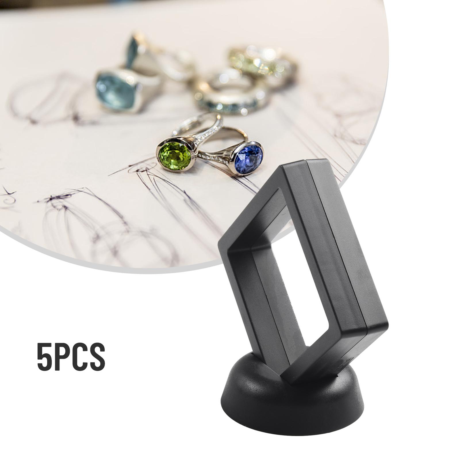 Черная АБС+ТПУ Пленочная Коробка-Дисплей 3D Плавающий Рамка Кольцо Монета Прозрачная Пленка 3D Плавающий Рамка Держатель Подставка Коробка Black 5PCS